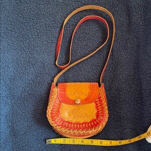 Durango Red and Tan Leather Crossbody Bag